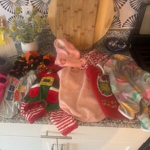 9 PIECE SMALL DOG OUTFITS/ WANT TO SELL ALL AT ONCE!